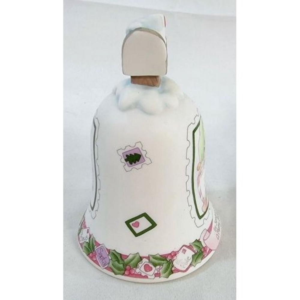 1998 Enesco Precious Moments I'm Sending You A Merry Christmas Porcelain Bell 4" - Picture 4 of 5